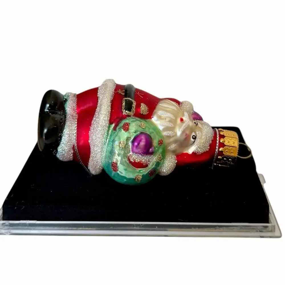 Vintage Radko Style Santa Wreath Handcrafted Glass Ornament Hand Painted BNIB